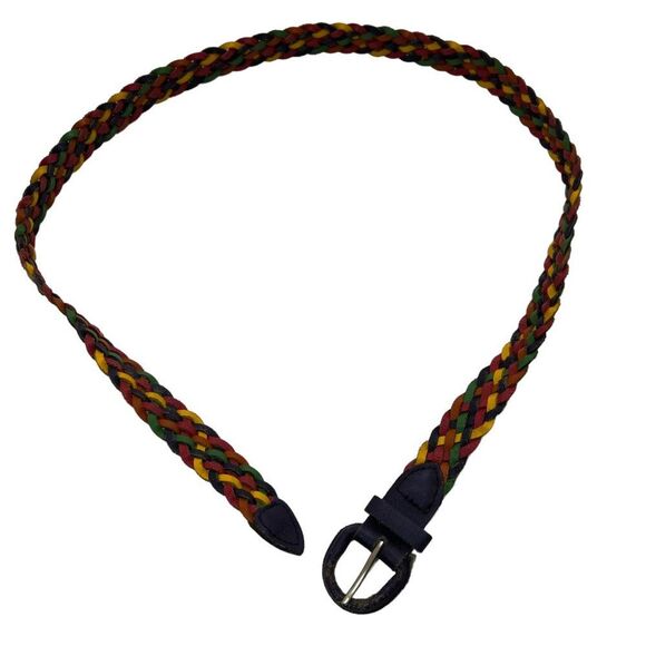 Vintage Genuine Leather Braided Multi Color Belt Size ML main image 6